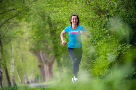 Gudrun Felske beim Training zum Handwerker-Lauf für den Münster Marathon